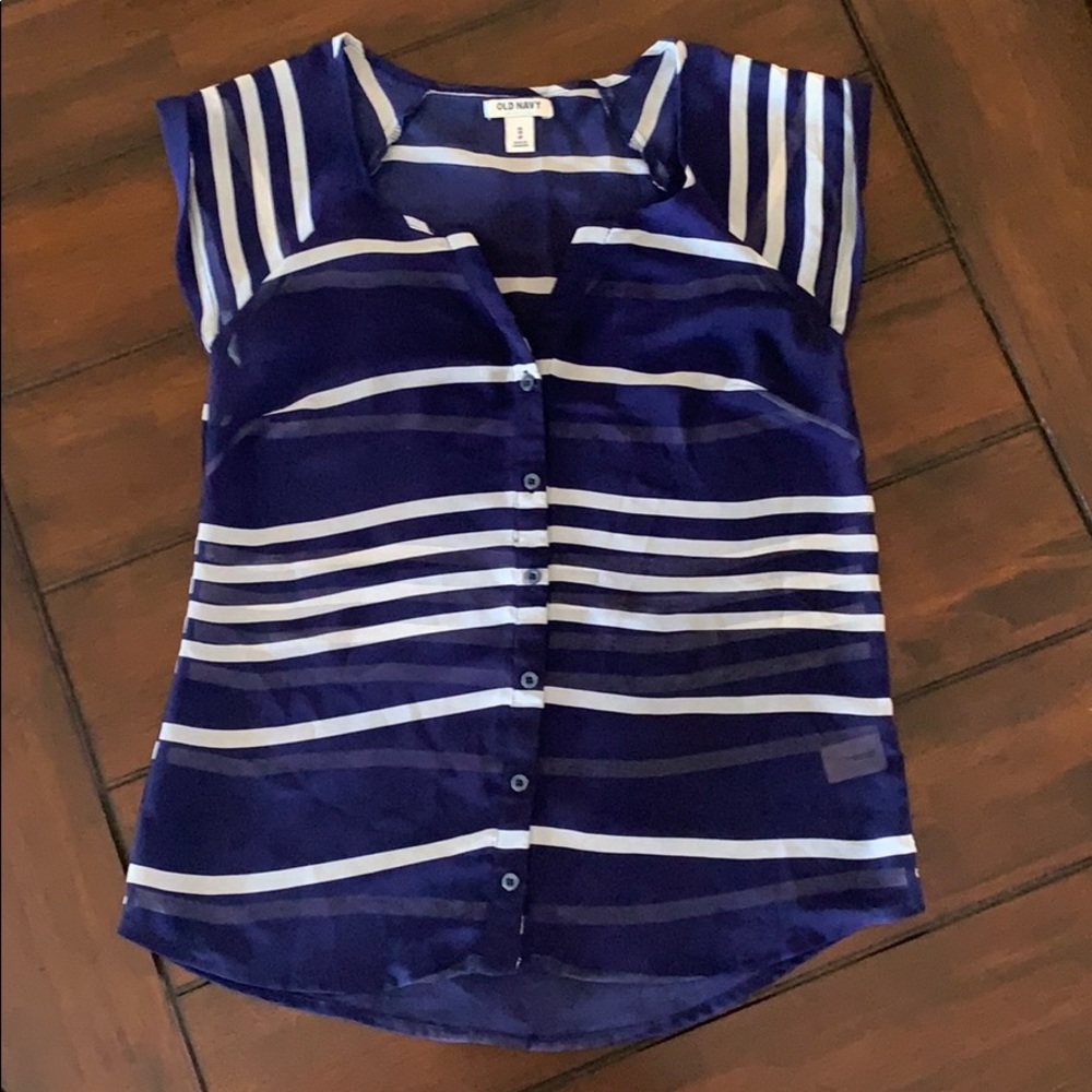 Navy and white stripe shirt